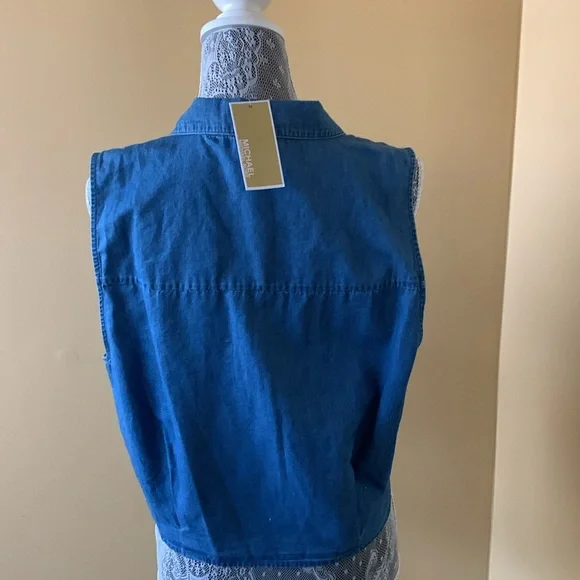 NWT MICHAEL KORS TIE FRONT SLEEVELESS TOP. - Picture 2 of 4